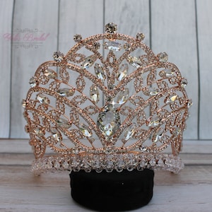 FAST Shipping!!!  Rose Gold Sparkling Tiara, Crystal Tiara, Wedding Tiara, Crown, Princess Tiara, Quinceañera, Tall Rose Gold Tiara