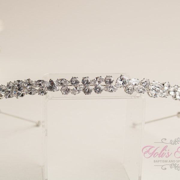 FAST SHIPPING!! Headband, Bridesmaid Silver Swarovski Headband, Crystal Headband, Swarovski Headband, Silver Headband