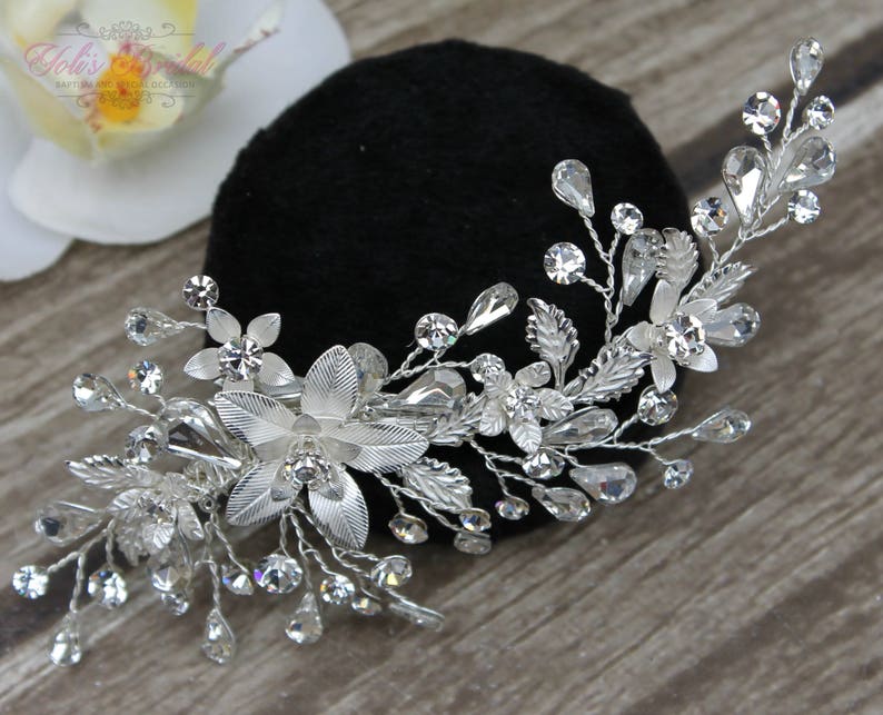 FAST SHIPPING Silver Bridal Hair Comb, Silver Wedding Hair Comb, Crystal Hair Comb, Swarovski Hair Comb, Headpiece, Crystal Headpiece image 3