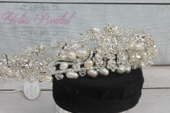 Tiara Made of Swarovski Crystals and Miniature Pearls Buy TATIANA-PEARLS Swarovski Bridal Crown, Wedding Crown  main image 2