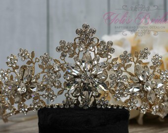 FAST Shipping!!!  Gold Swarovski Tiara,  CristalTiara ,Wedding Tiara ,Crown , Princess Tiara, Quinceañera, Cristal Headpiece