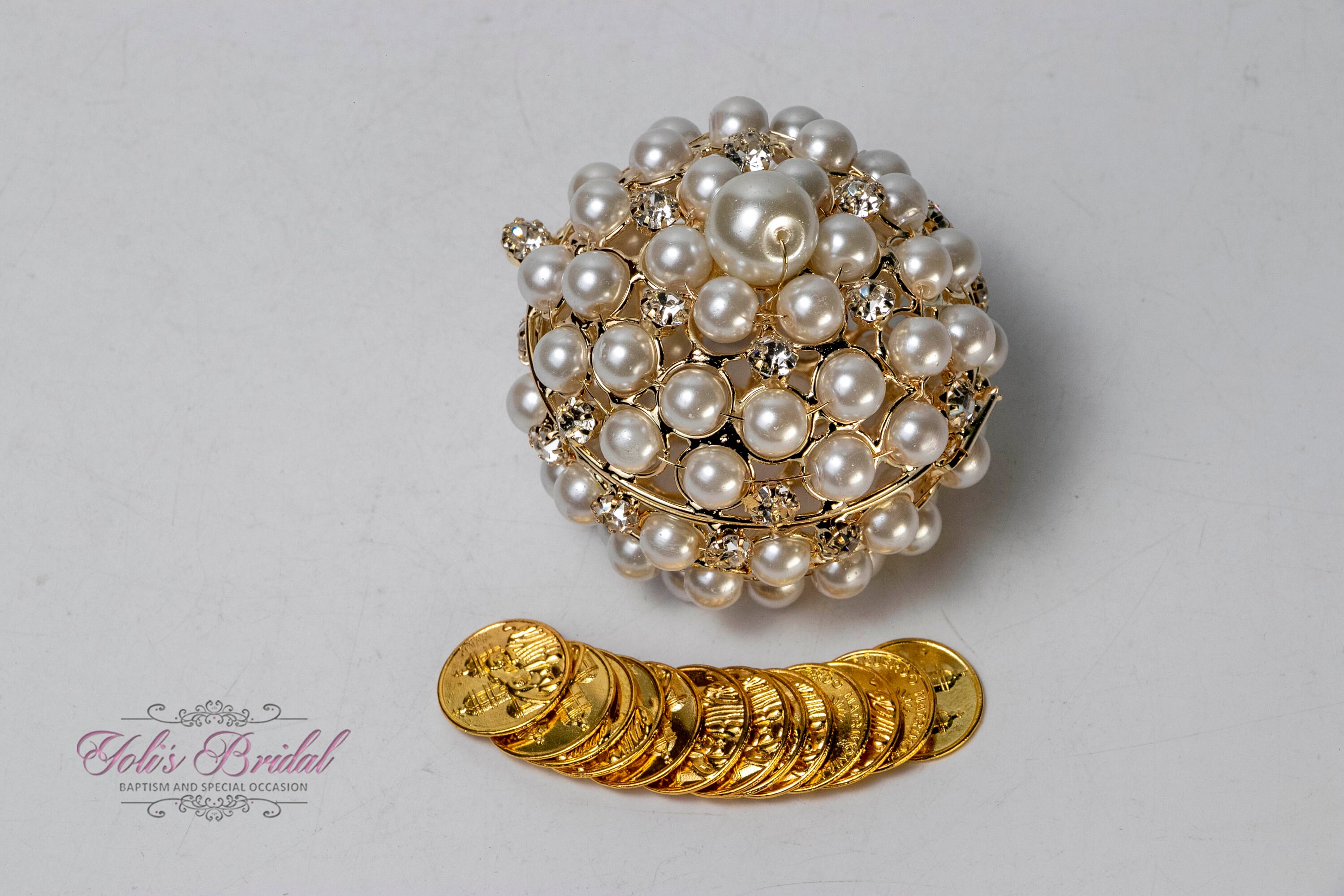 Arras Rings NEW! Gold Wedding Arras With Pearls, Wedding Ring Box, Unity Coins ...