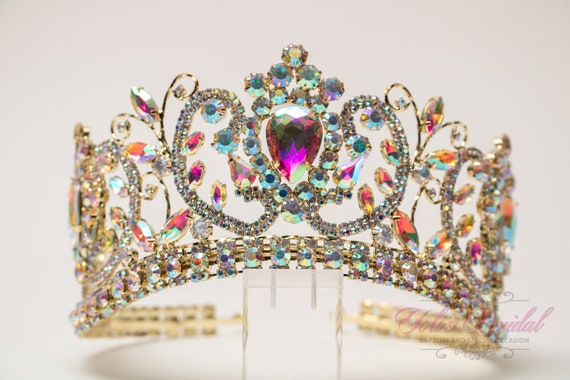 FAST SHIPPING! Gold Aurora Borealis Sparkling Tiara, Crystal  display picture 2