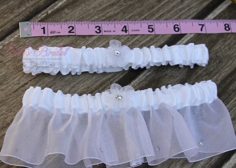 FAST Shipping Beautiful White Wedding Garter Set, Bridal Garter Set, Rhinestones Garter, White Garter Set, Toss Garter, Tossing Garter image 3