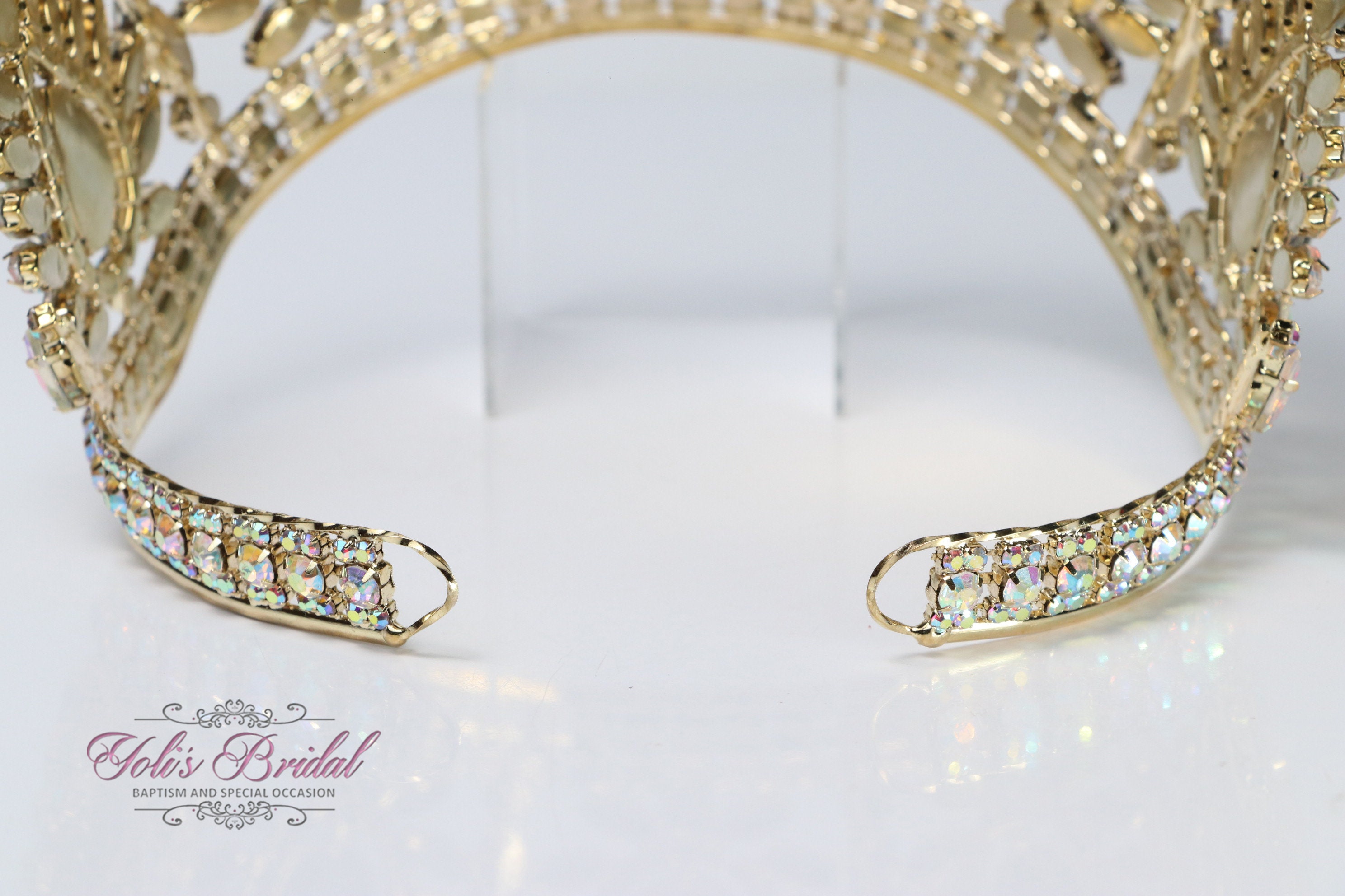 FAST SHIPPING!! Gold Aurora Borealis Sparkling Tiara 