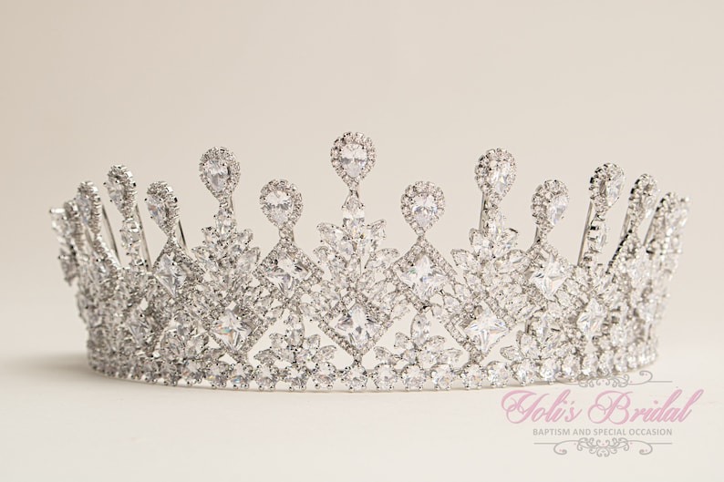 Silver Tiara Quincea\u00f1era Tiara Zirconia Silver Tiara Crown Wedding Headpiece Silver Tiara Headpiece. Crystal Tiara FAST SHIPPING!!