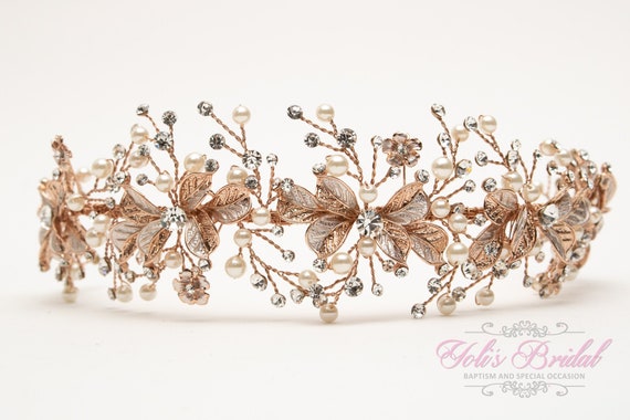 FAST SHIPPING!!! Rose Gold Bridal Hair Comb, Wedding Hair  display picture 3