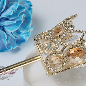 FAST SHIPPING!! Beautiful Gold Scepter with Champagne Stones, crystal Scepter, Princess Scepter, Gold Scepter, Pageant Scepter, Scepter