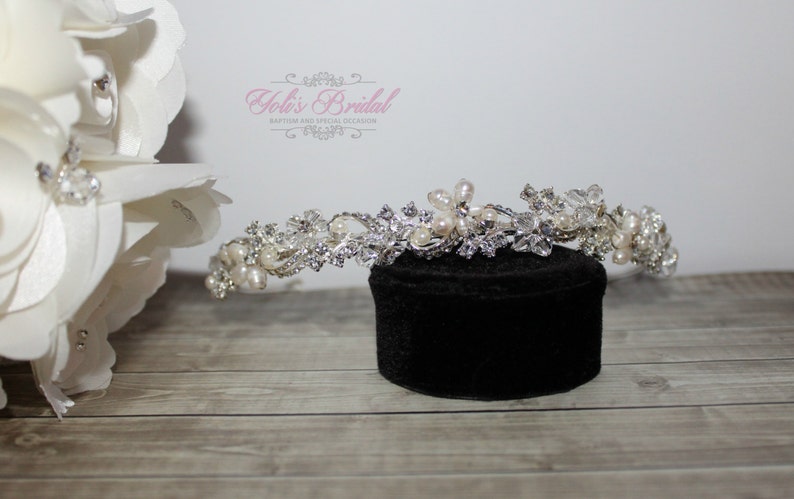 FAST Shipping Popular With Brides, Gold or Silver Swarovski and Fresh Water Pearls Headband, Tiara image 1