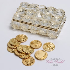 FAST SHIPPING!! Gold Wedding Unity Coins, Wedding Arras,  Wedding Coins, Ring Box, Wedding Gift.
