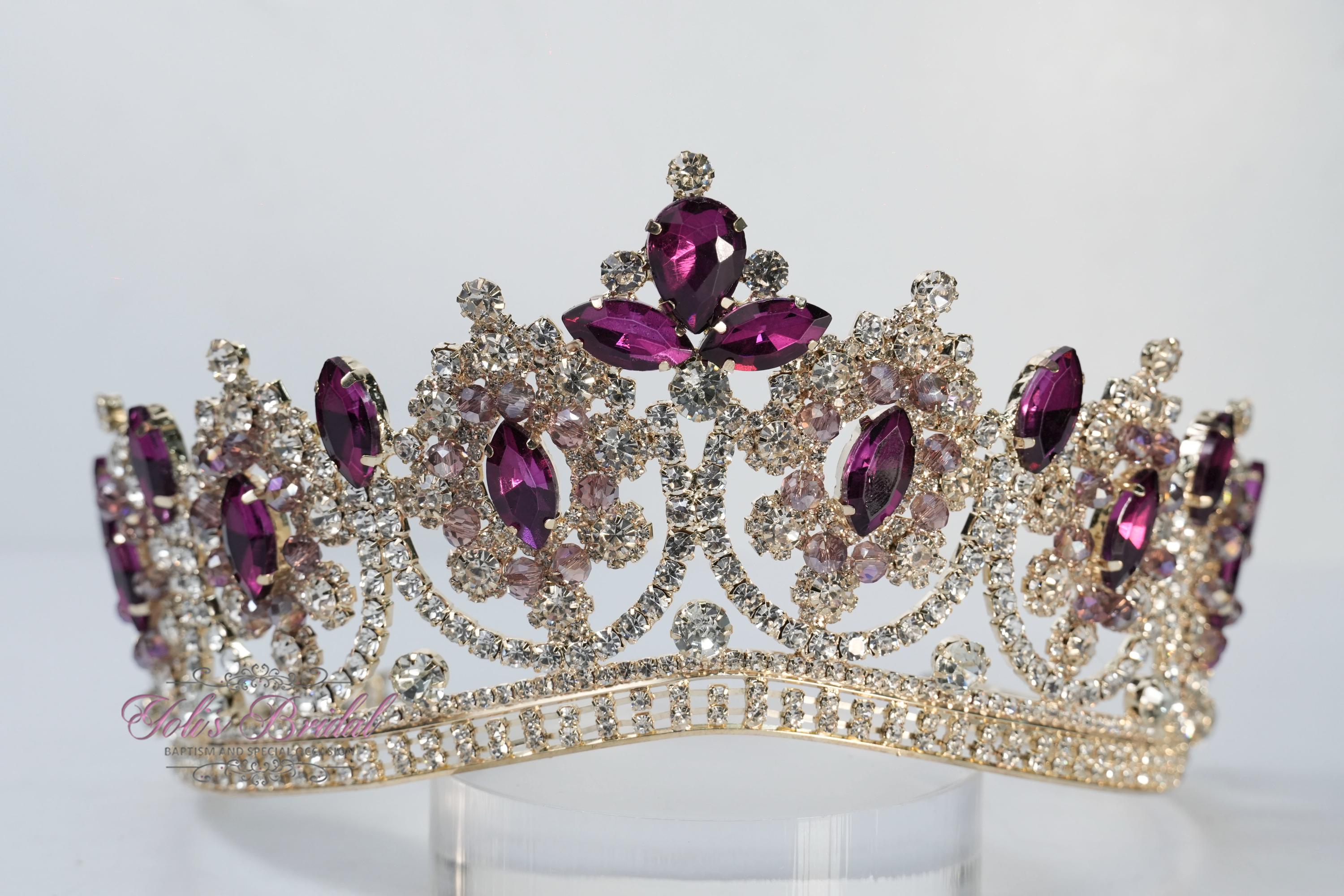 FAST Shipping!! Gold with Purple Stones Tiara, Purple Gold Tiara, Bridal Purple Tiara, Purple Crown, Purple Tiara, Quinceañera, Bridal Tiara