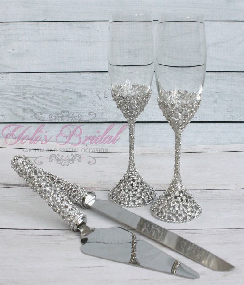 Swarovski Crystal Wedding Toast Set Champagne Glasses Etsy