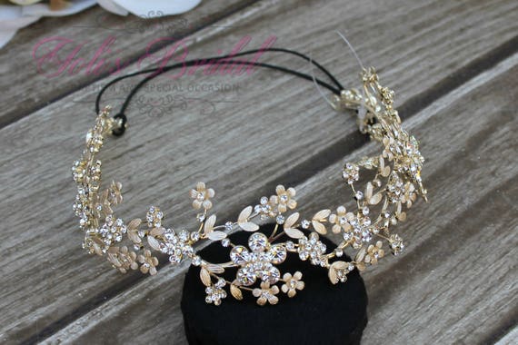 FAST SHIPPING!! Gold Swarovski Bridal Halo, Bridal Wreath  display picture 1