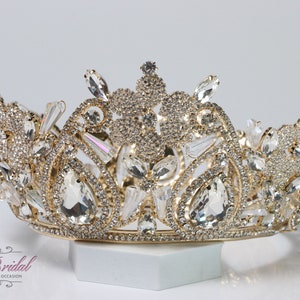 FAST SHIPPING!!! Gold Round Crown, Royal Crown, Full Crown, Tiara, Pageant Crown, Crown, Crystal Crown, Pageant