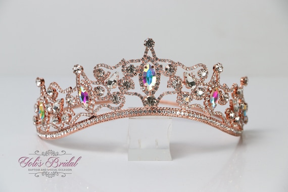 FAST SHIPPING!!! Rose Gold AB Sparkling Tiara, Crystal Tiara  display picture 1