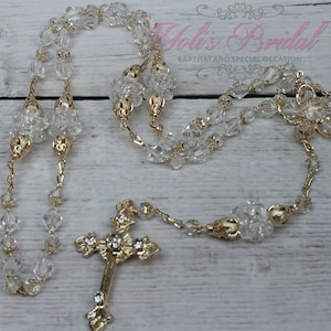 FAST SHIPPING!! Handcrafted Beautiful Gold Rosary, Wedding Rosary, Communion Rosary, Christening Rosary, Confirmation Rosary, Rosary Gift