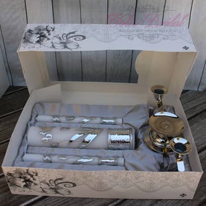 FAST SHIPPING Beautiful Silver Unity Candle Set with Silver Base Included in a Gorgeous Deluxe Box. Introductory Price until July 15th. image 3