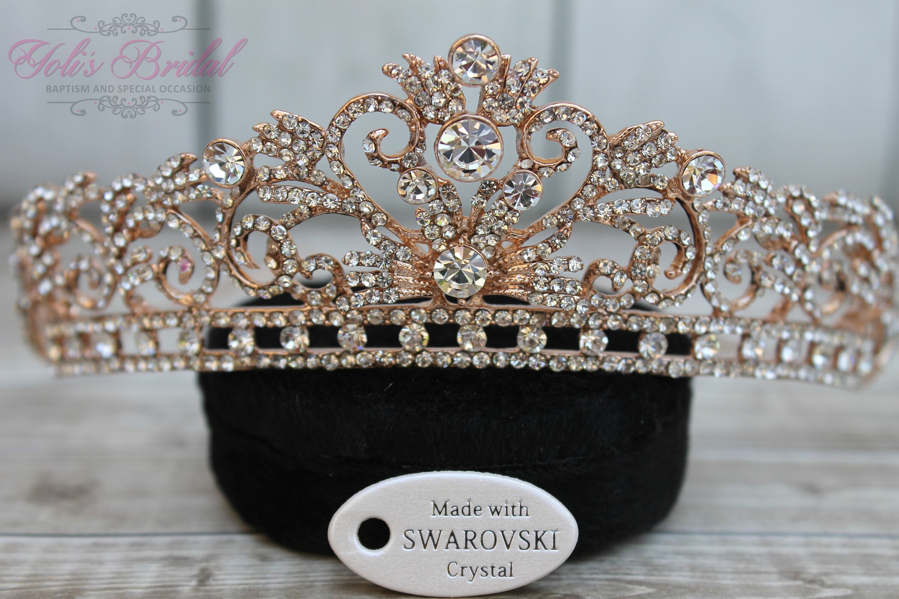 FAST SHIPPING! Rose Gold Swarovski Tiara, Crystal Tiara  display picture 3