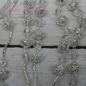 FAST SHIPPING Handcrafted Beautiful Silver Rosary, Wedding Rosary, Communion Rosary, Christening Rosary, Confirmation Rosary, Rosary Gift image 3