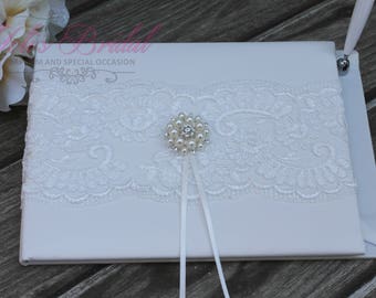 FAST SHIPPING!! Guest Book, Ivory Guest Book, Off White Guest Book, Vintage Guest Book, Wedding Guest Book, Shabby Chic Guest Book, Romantic