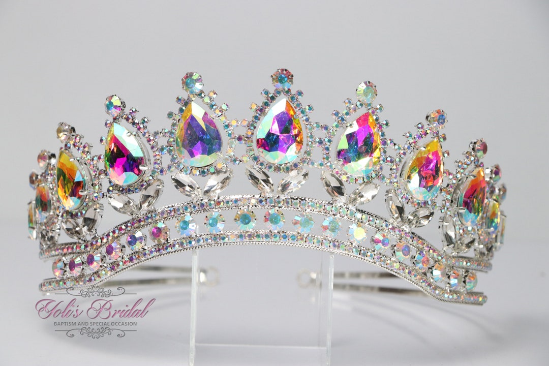 FAST SHIPPING!! Silver AB Tiara, Royal Crown, Bridal Crown  display picture 2