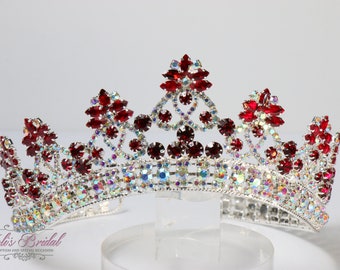 FAST SHIPPING!! Silver with Red Tiara, Gorgeous Silver Tiara, Silver Tiara with Red Stones, Tall Silver Tiara, Silver Crown, Red Crown