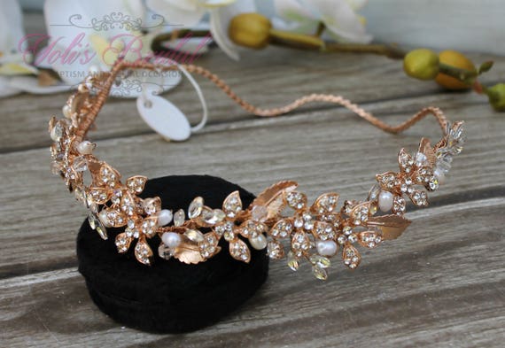 FAST SHIPPING!! Rose Gold Swarovski Bridal Halo, Bridal 