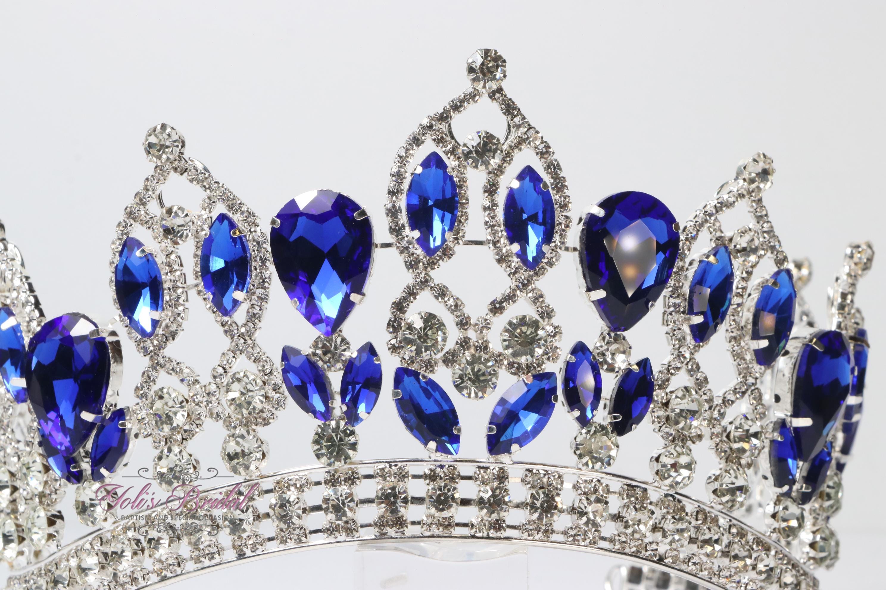 Fast Shipping! Silver With Blue Stones Tiara, Beauty Pageant  display picture 3