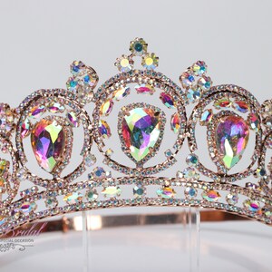 FAST SHIPPING!! Rose Gold AB Round Crown, Royal Crown, Full Crown, Tiara, Wedding Crown, Crown, Quinceañera, Crystal Crown, Sweet 16