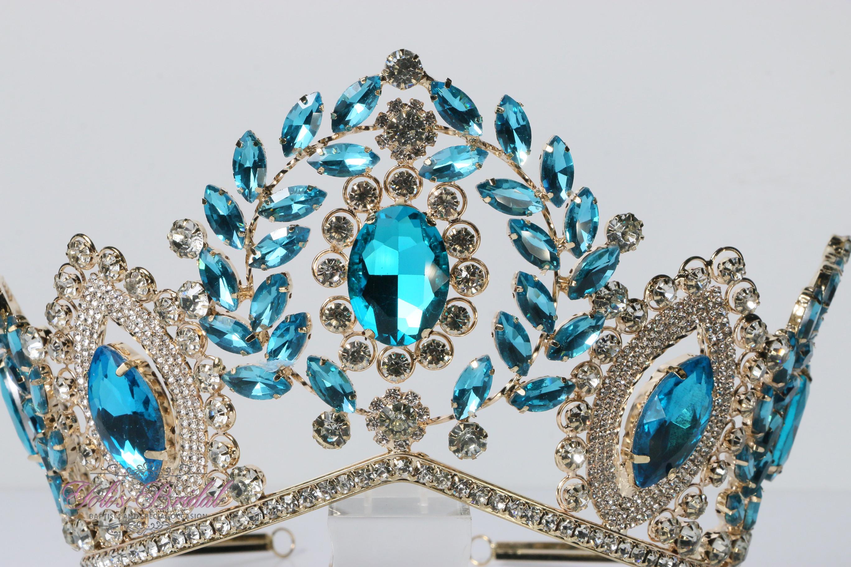 FAST SHIPPING!!! Gold With Turquoise Tiara, Gorgeous Gold  display picture 1