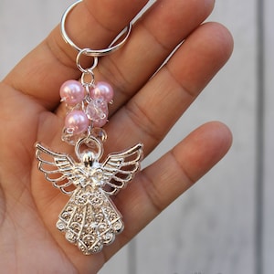 FAST SHIPPING 12 Pieces Silver Angel Key Chain Christening image 2