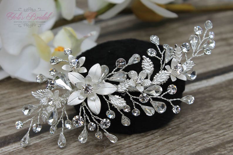 FAST SHIPPING Silver Bridal Hair Comb, Silver Wedding Hair Comb, Crystal Hair Comb, Swarovski Hair Comb, Headpiece, Crystal Headpiece image 4