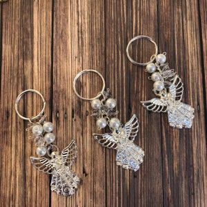 FAST SHIPPING 12 Pieces Silver Angel Key Chain Christening image 6