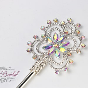 FAST SHIPPING!! Beautiful Silver Scepter with AB Stones, Gorgeous crystal crown, Sparkle Princess Scepter, Lilac Scepter, Pageant Scepter