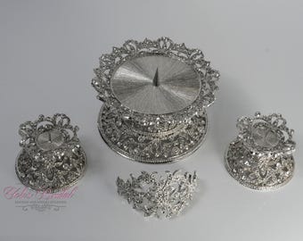 SNELLE VERZENDING!!! Prachtige Swarovski Unity kandelaarset, zilveren rhodium kandelaarset, zilveren Swarovski Unity kandelaars cadeau