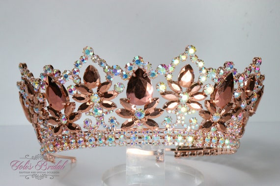 FAST Shipping! Beautiful Rose Gold Tiara With AB Stones  display picture 3