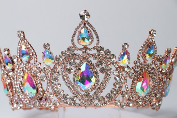Rose Gold Tiara Iridescent Crystals FAST SHIPPING!!! Rose Gold Sparkling Tiara, Crystal Tiara  main image 3