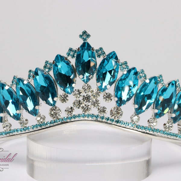 FAST Shipping!!! Beautiful Silver Girl Tiara with Turquoise Stones, Turquoise Tiara, Princess Tiara, Blue Tiara, Little Girl Tiara