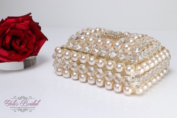 Fast Shipping! Gold Crystal Box With Pearls, Wedding Lasso  display picture 3