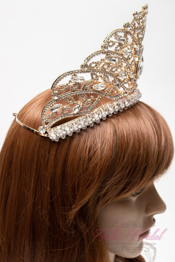 FAST SHIPPING! Gold Sparkling Tiara, Crystal Tiar… - image 3