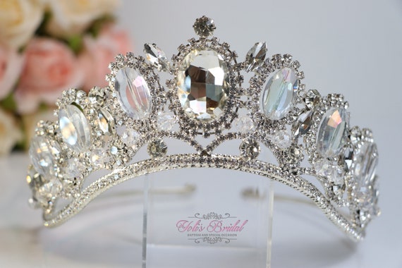 Sparkling Silver Crystal Tiara Wedding Tiara Crystal Wedding Crown Bridal Tiara SERENA  main image 2