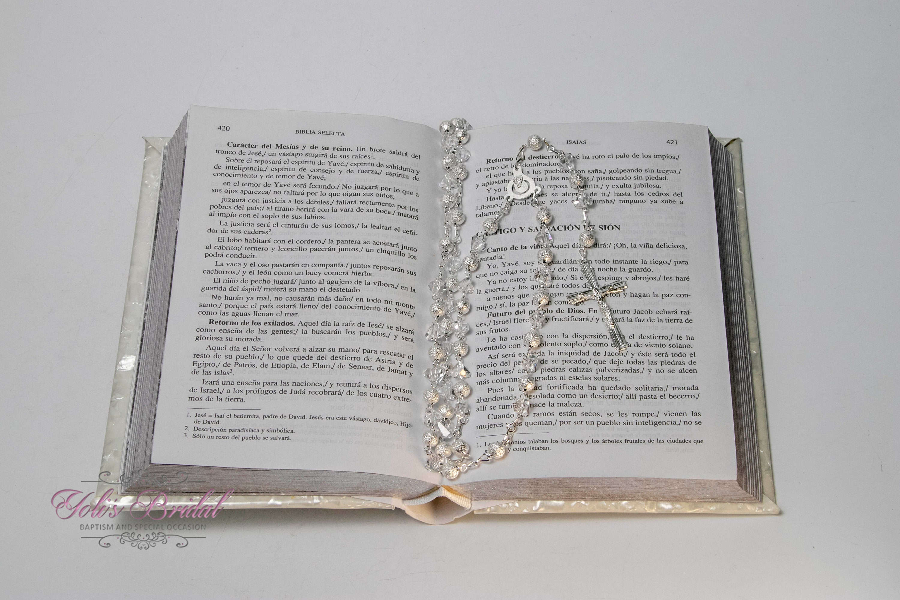 Spanish or English, Beautiful Bible With Rosary, Imitation Mother of Pearl  Wedding Bible, Wedding Gift, Anniversary Gift, English Bible - Etsy