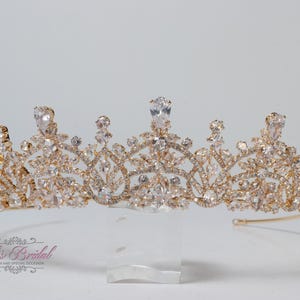 FAST SHIPPING!!! Zirconia Gold Tiara, Quinceañera Tiara, Crystal Tiara, Crown Wedding Headpiece, Silver Tiara, Headpiece