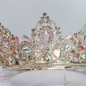 FAST SHIPPING!!! Gold Round Crown, Royal Crown, Full Crown, Tiara, Pageant Crown, Crown, Crystal Crown, Pageant