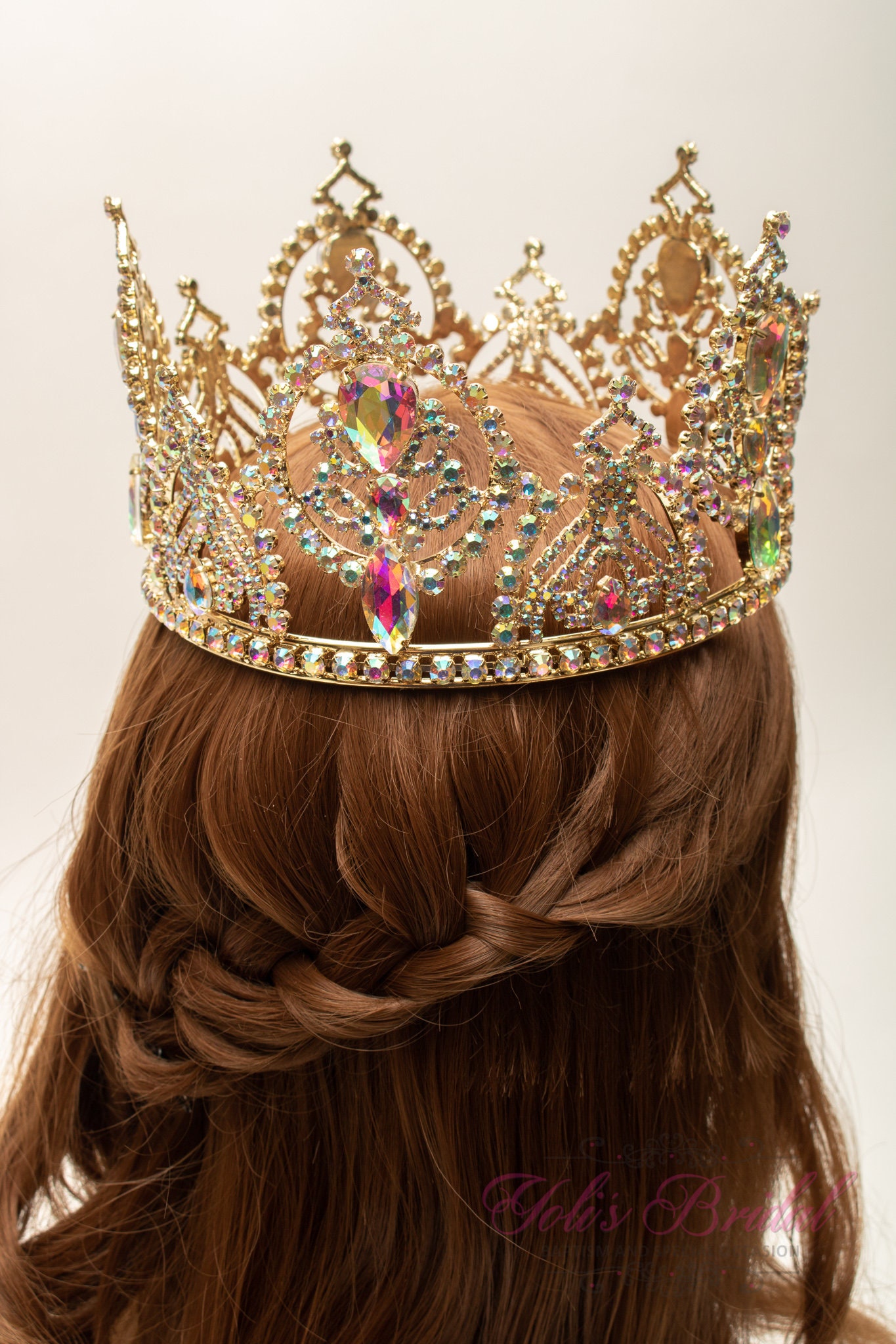 FAST SHIPPING! Gold Aurora Borealis Sparkling Tiara, Crystal  display picture 1