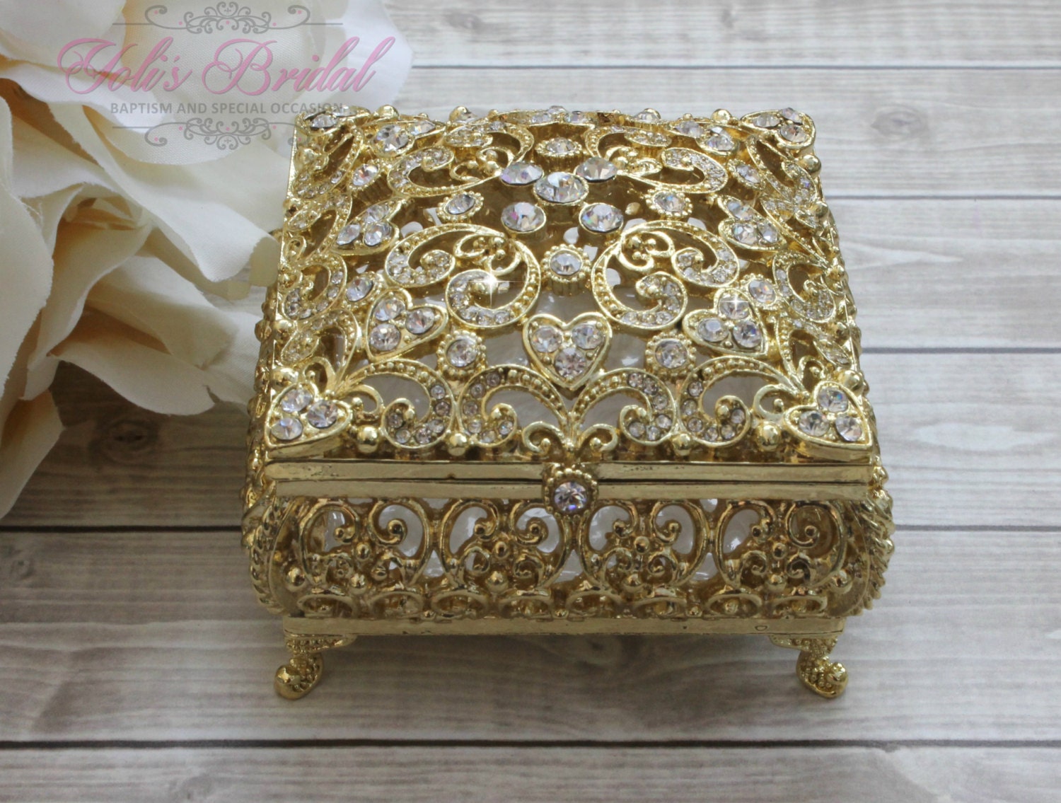 FAST Shipping!! Beautiful Swarovski Crystal Box, Wedding Ring Box, Wedding Arras, includes the 13 coins, Unity Coins, Arras, Arras de Boda