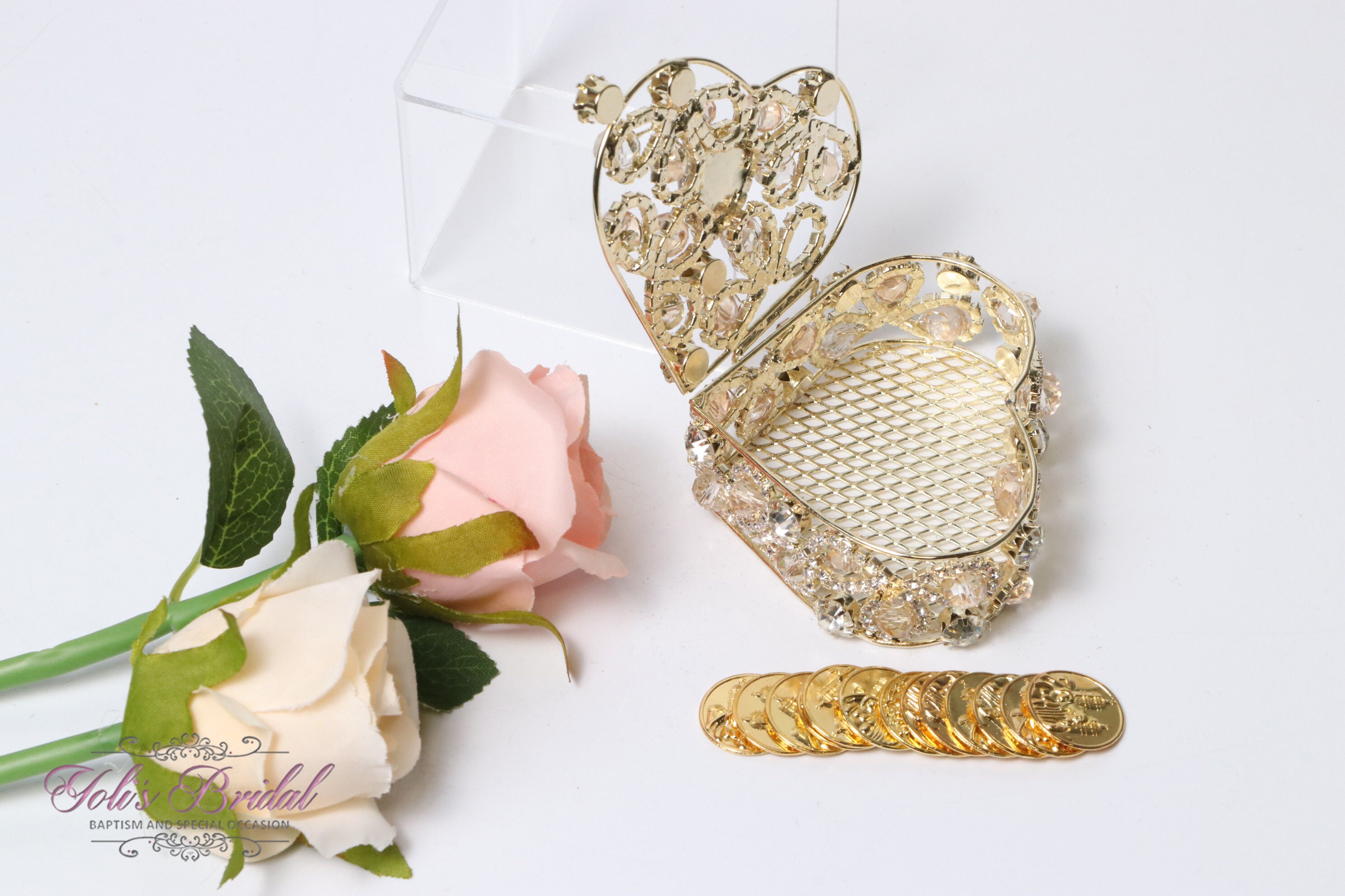 Bomboniere Claraluna Matrimonio Coppia Innamorati Con Cuore Color Oro Anniverasio 24176 - Foto 3