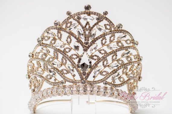 FAST SHIPPING! Gold Sparkling Tiara, Crystal Tiar… - image 1