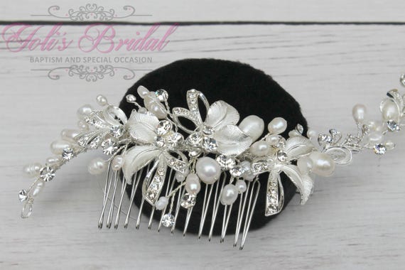 FAST SHIPPING!! Swarovski and Fresh Water Pearls Hair Comb  display picture 2