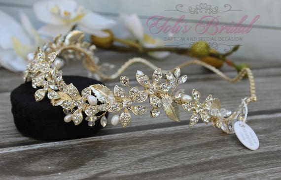 FAST SHIPPING!! Gold Swarovski Bridal Halo, Bridal Wreath  display picture 3